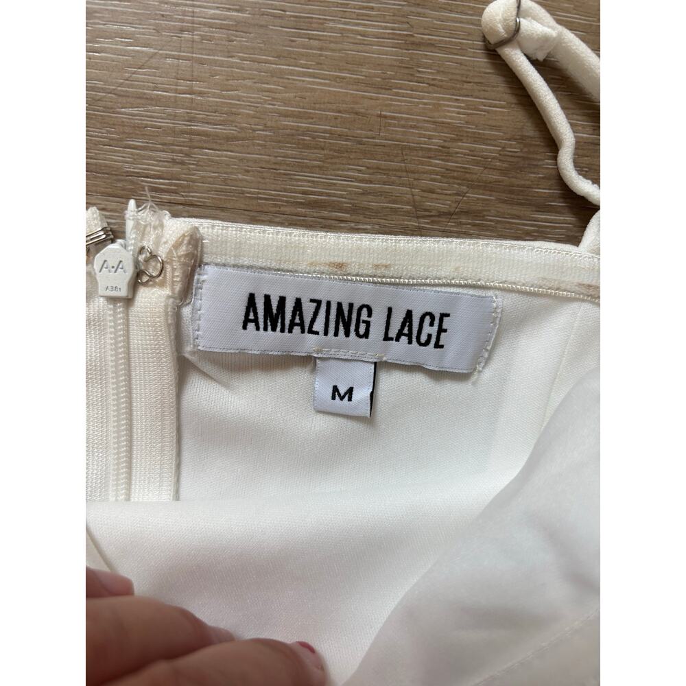 Amazing Lace Pretty Things White Rhinestone Bridal Graduation Bow Mini Dress - Picture 6 of 8